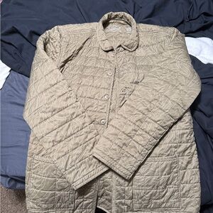 Men's Beige Quilted Shirt Jacket